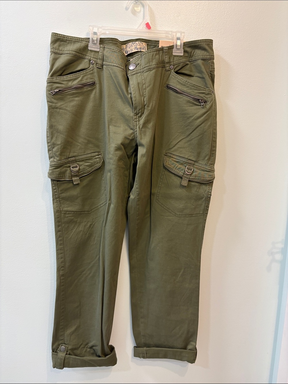 Natural Reflections Olive Green Straight Leg Cargo Pants